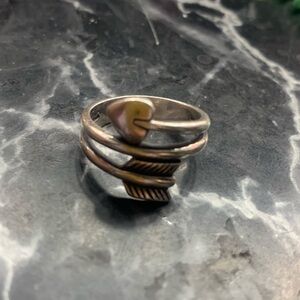 Silver Heart and Arrow Ring